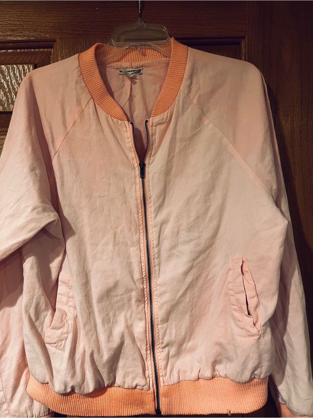 Kirra Light Pink Bomber Jacket with knit Trim size XL - Picture 2 of 13